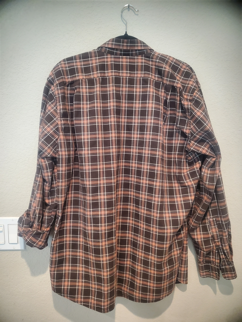 Eddie Bauer Brown and Cream Plaid Button-Down Shirt - Picture 3 of 3